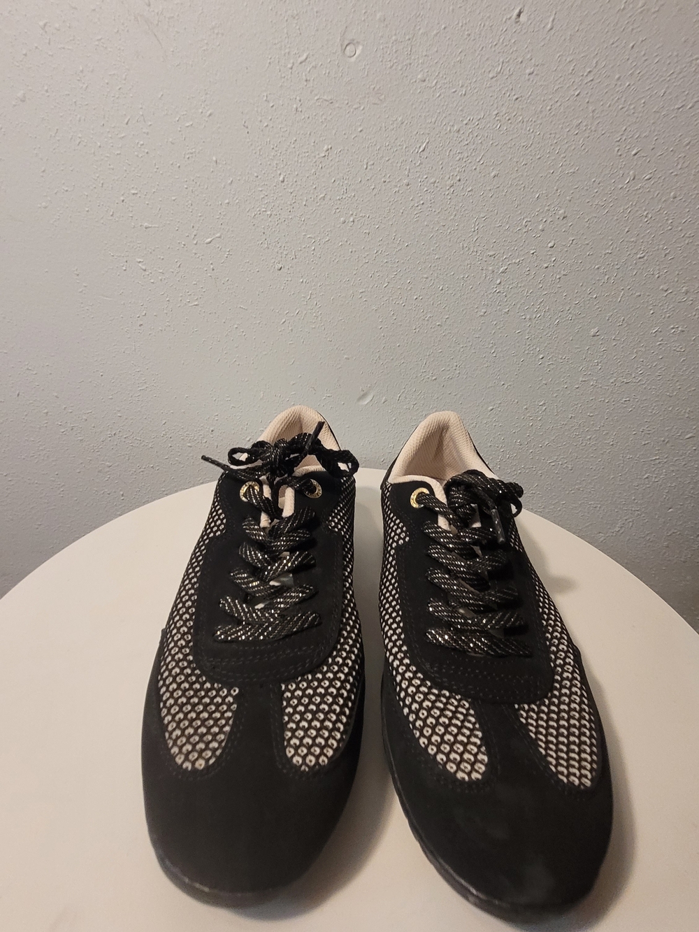 Lucky STEP Black and White Women's Mesh Casual Slip-On Sneakers